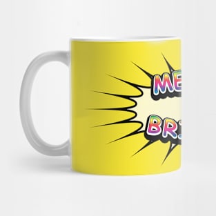 Comic Book Style 'Merry & Bright' Message on Yellow Mug